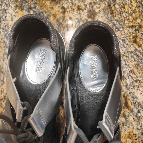 Michael Kors Black Silver Platform Sneakers Size 6M ID HJ18A - Picture 11 of 14